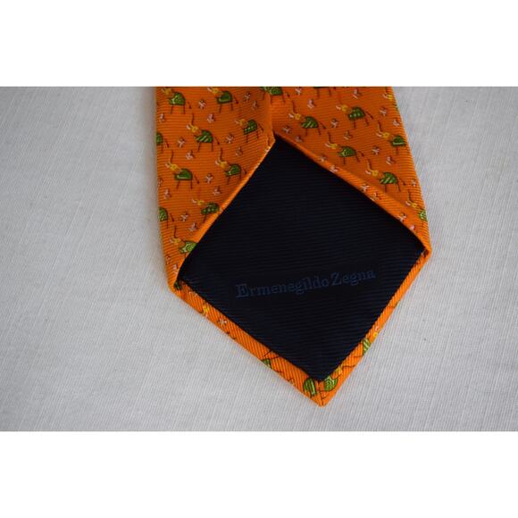 Ermenegildo Zegna TIE 100% Silk Made in Italy Necktie Elephant Print 61X 3.75 - Picture 4 of 6